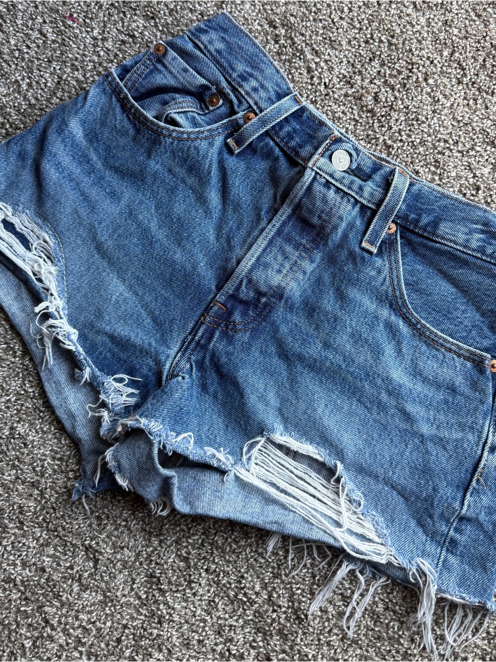Levi's Distressed Blue Denim Cutoff Shorts